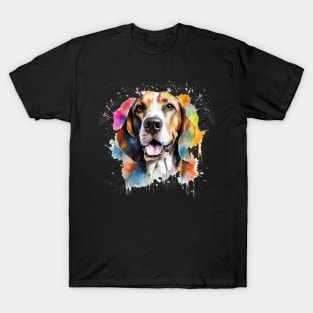 Treeing Walker Coonhound Bright Watercolor Painting T-Shirt